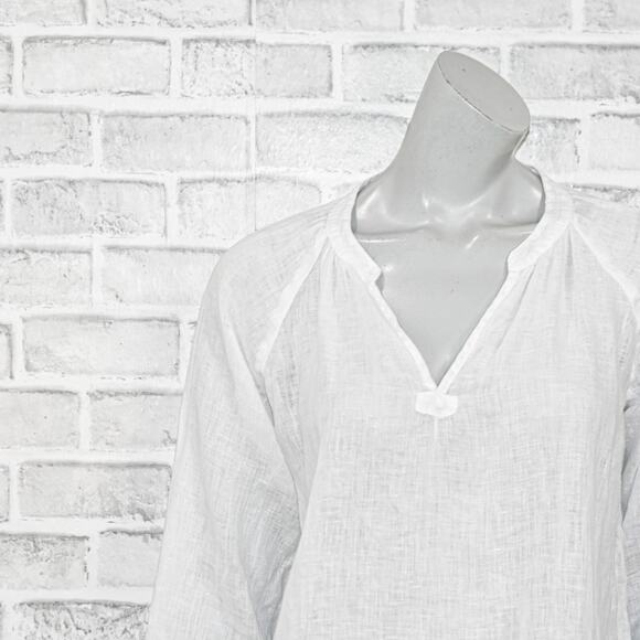 CP SHADES Women's 100% Linen Katie Peasant Top in White Size Small - Picture 5 of 8